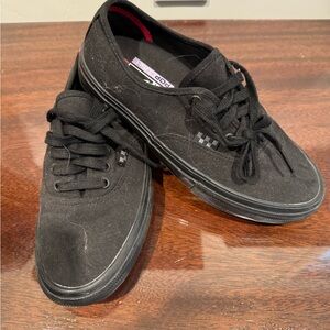 Vans Black Canvas Sneakers Low-Top Rubber Sole